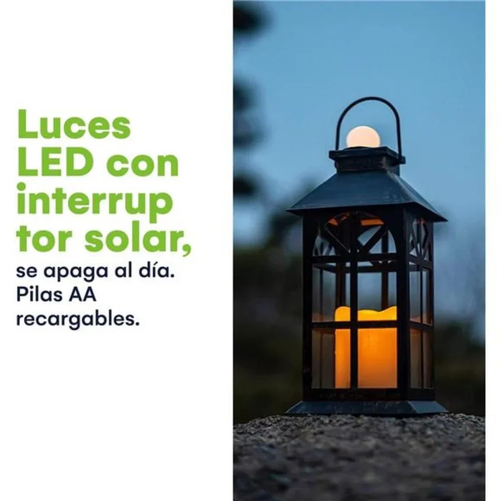 Solar Lantern Outdoor Classic Decor Bronze Antique Metal and Glass Construction